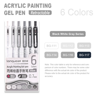 Languo 6 Colors Retractable Acrylic Gel Pens for Coloring