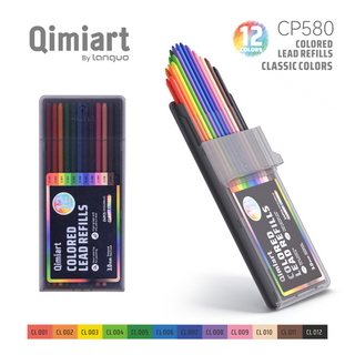 Languo x Qimiart 24 Pcs Retractable Colored Pencil Refills – 12 Colors