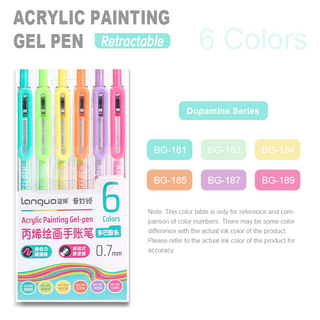 Languo 6 Colors Retractable Acrylic Gel Pens for Coloring
