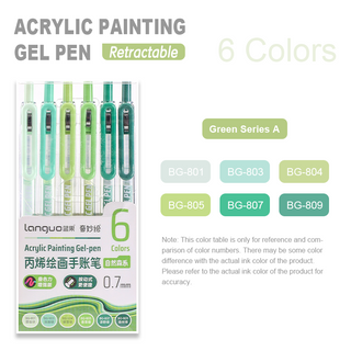 Languo 6 Colors Retractable Acrylic Gel Pens for Coloring
