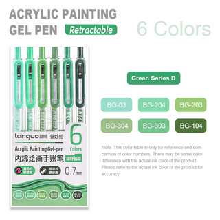 Languo 6 Colors Retractable Acrylic Gel Pens for Coloring