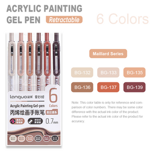 Languo 6 Colors Retractable Acrylic Gel Pens for Coloring