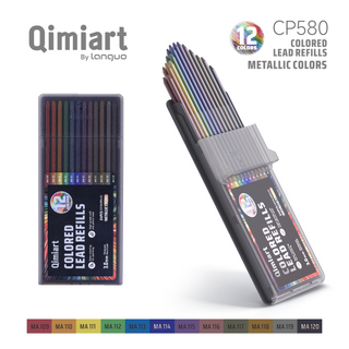 Languo x Qimiart 24 Pcs Retractable Colored Pencil Refills – 12 Colors