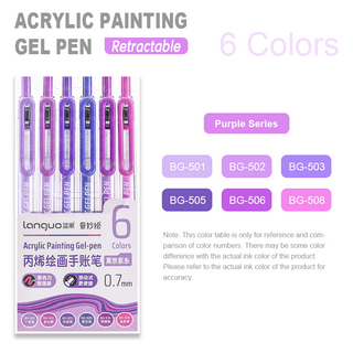 Languo 6 Colors Retractable Acrylic Gel Pens for Coloring