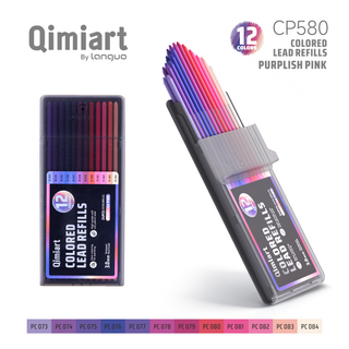Languo x Qimiart 24 Pcs Retractable Colored Pencil Refills – 12 Colors