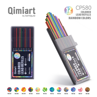 Languo x Qimiart 24 Pcs Retractable Colored Pencil Refills – 12 Colors