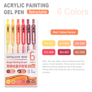 Languo 6 Colors Retractable Acrylic Gel Pens for Coloring