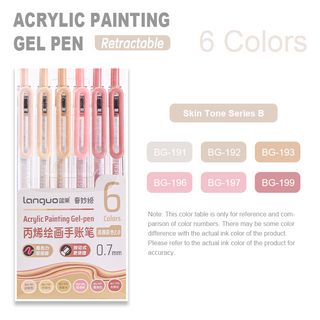 Languo 6 Colors Retractable Acrylic Gel Pens for Coloring