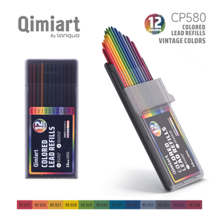 Languo x Qimiart 24 Pcs Retractable Colored Pencil Refills – 12 Colors
