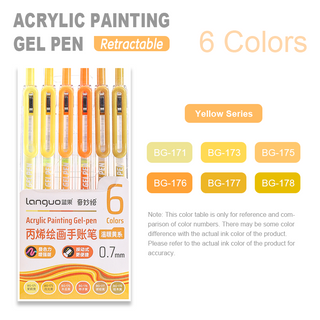 Languo 6 Colors Retractable Acrylic Gel Pens for Coloring